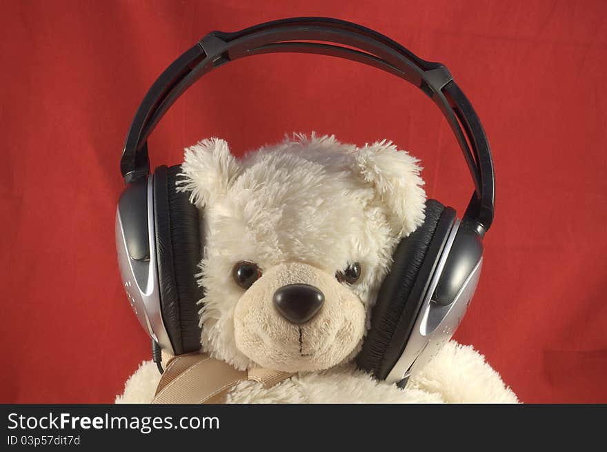 Teddy bear with headphones