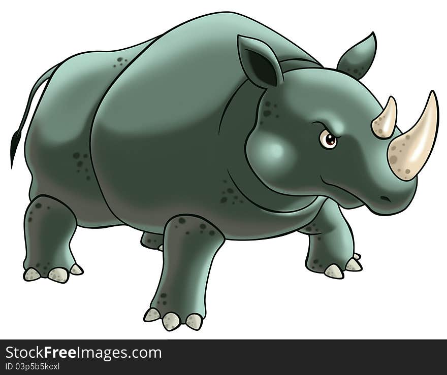 Rhinoceros cartoon illustration for kids