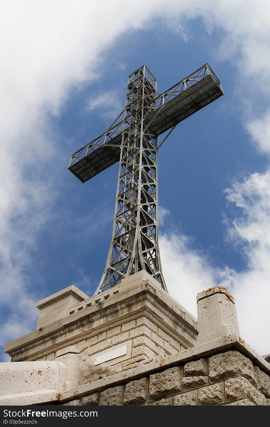 Caraiman heroes cross monument in Bucegi mountains Romania