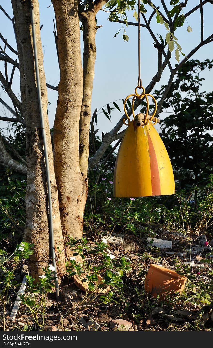 Old traditional bell. Hanging at the temple in rural. Old traditional bell. Hanging at the temple in rural.