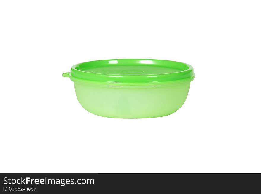 Isolated green freezer plastic container. Isolated green freezer plastic container