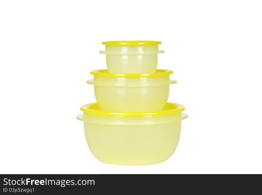 Isolated yellow freezer plastic container. Isolated yellow freezer plastic container