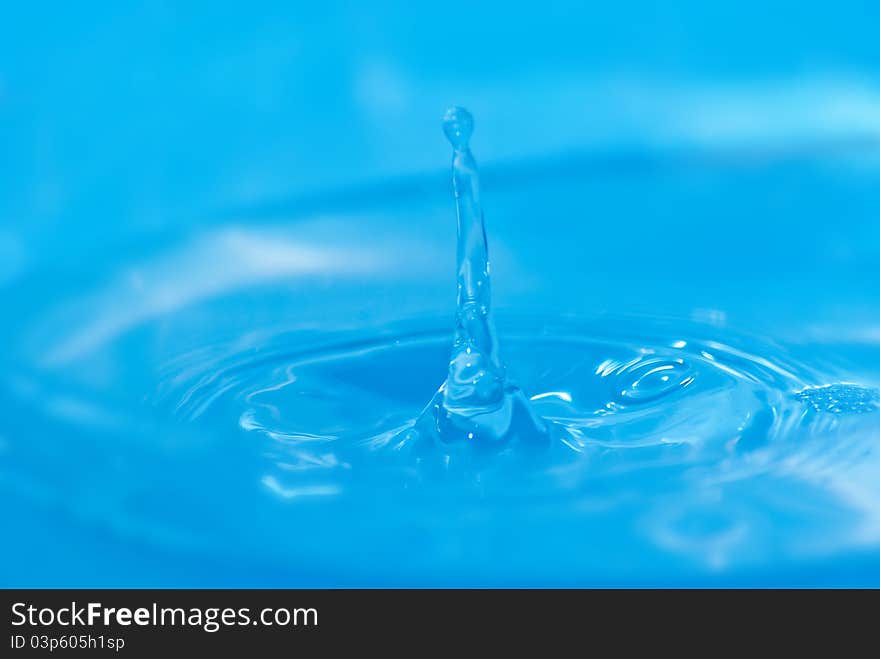 Falling drops of water in transparent container