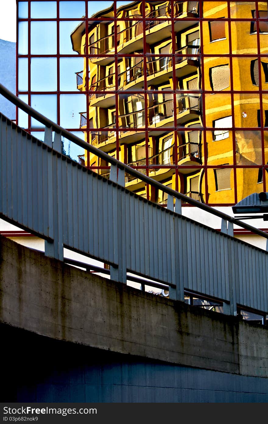 Palace reflected in the glass