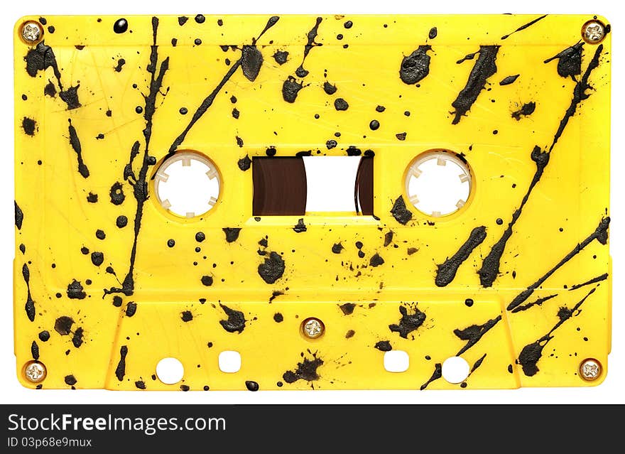 Vintage yellow audio cassette.