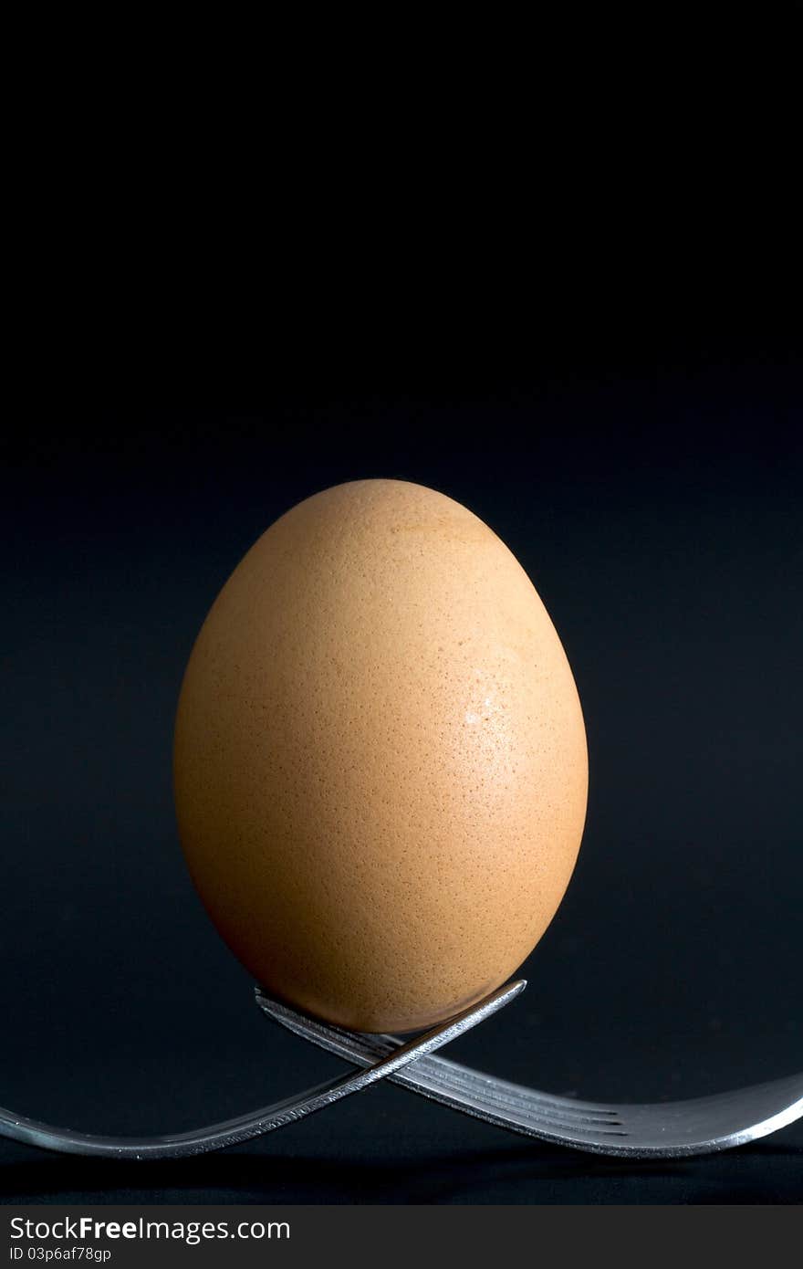 Egg on the bottom supported by two forks