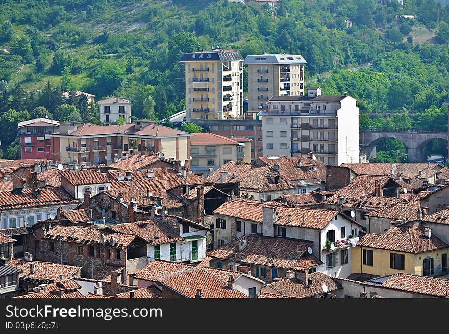 Old and modern style in small Italian town of Ceva, in Piedmont, Italy. Old and modern style in small Italian town of Ceva, in Piedmont, Italy.