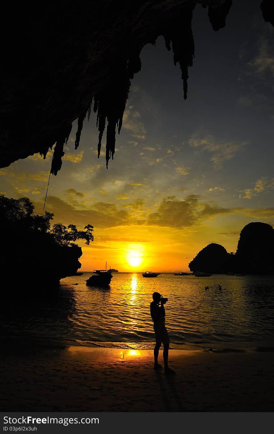 Sunset at the cave, Aonang, Krabi, Thailand