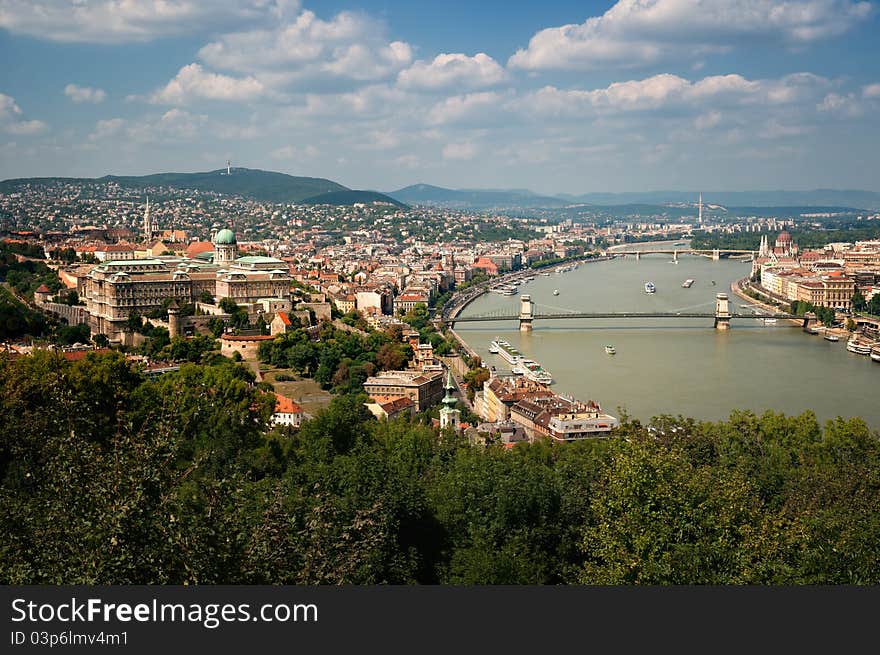 Budapest skyline view from Gellert Hill.