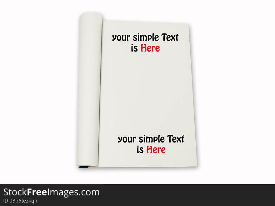 Blank paper from notebook on white background , blank for type your text. Blank paper from notebook on white background , blank for type your text