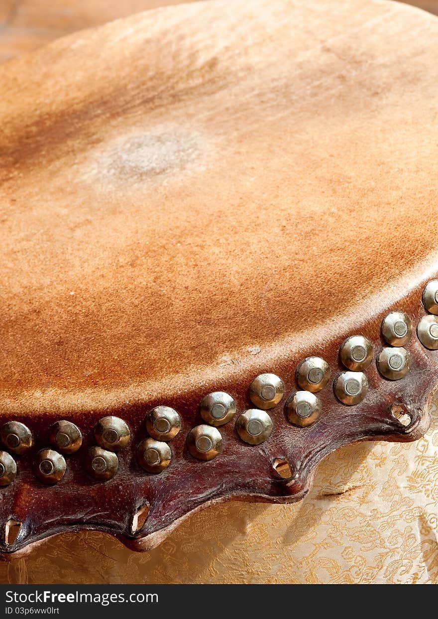 An old chinese drum close-up