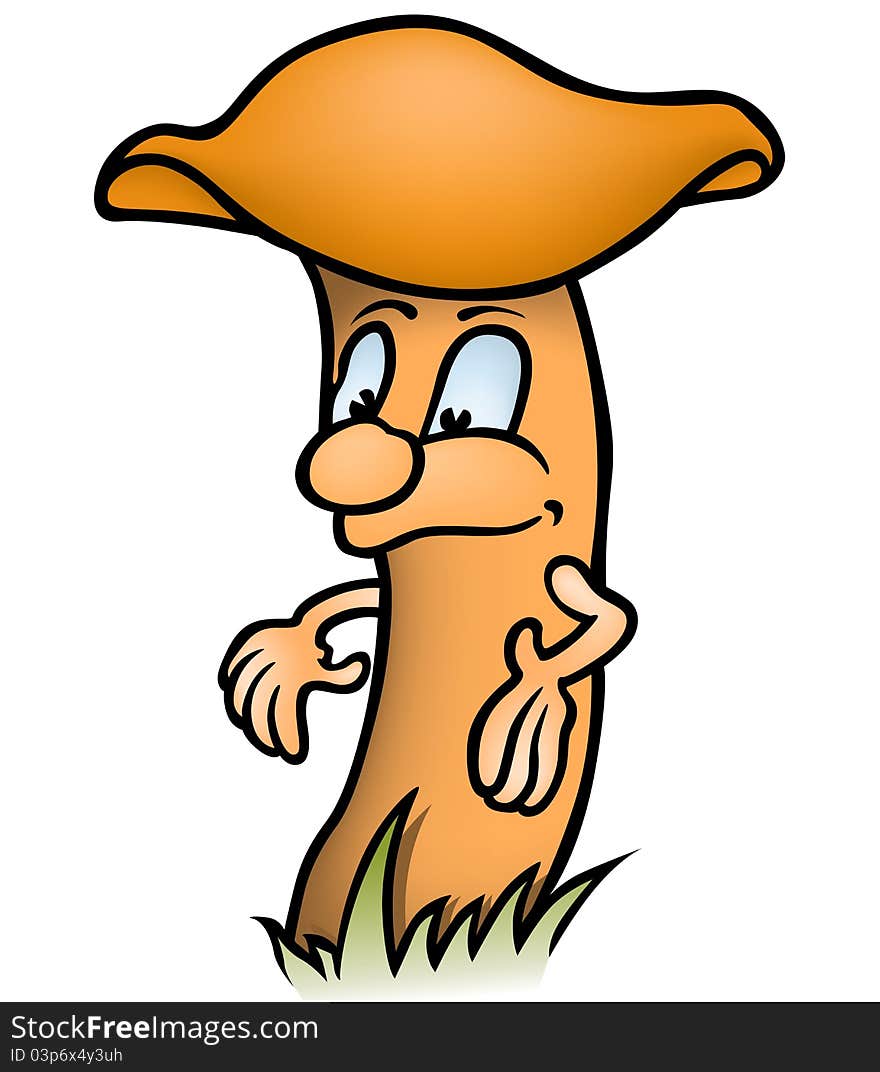 Bolete - colored cartoon illustration, Mushroom vector