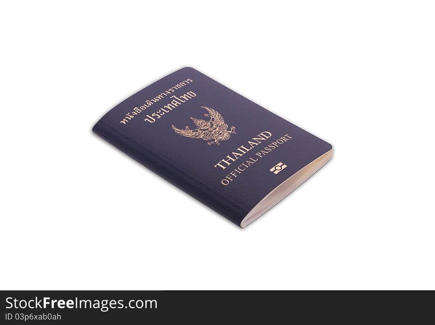 Thailand official passport isolated on white background