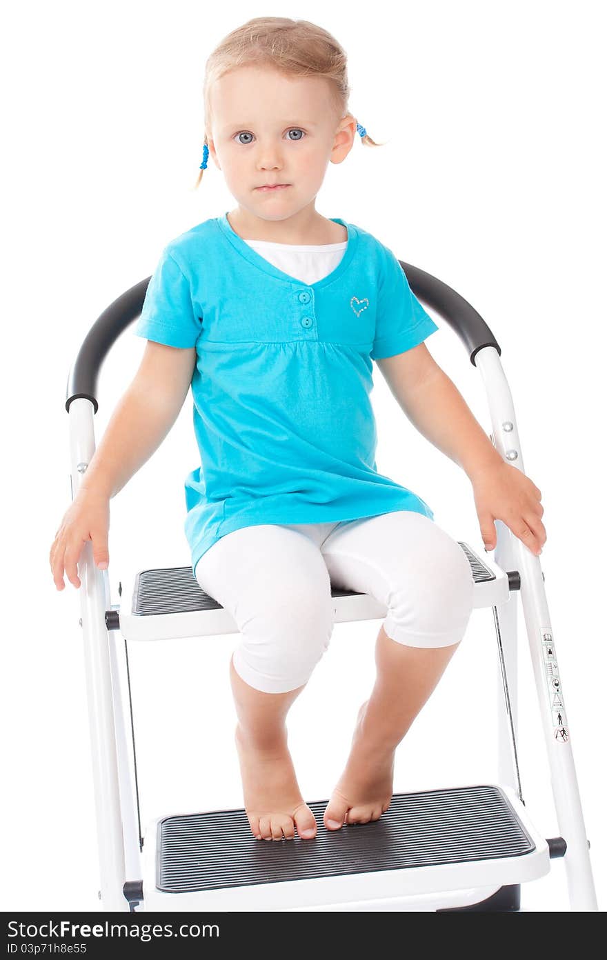 Child portrait on the chair in studio