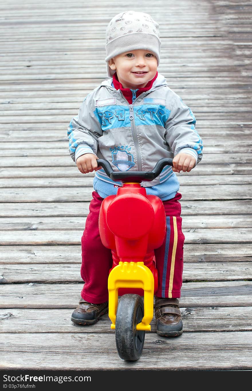 Little boy on motorbike