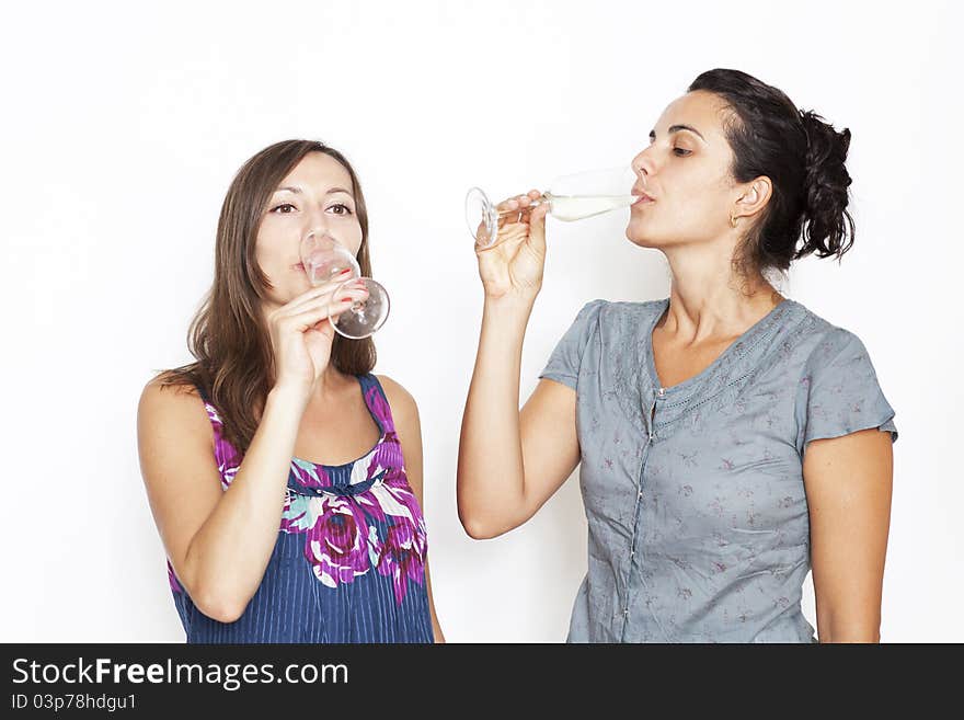 Two Woman Drinking Champagne