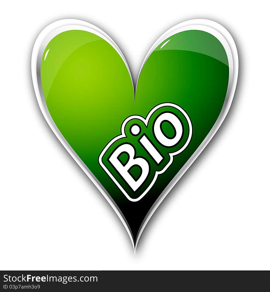 Heart icon with the word bio. Heart icon with the word bio