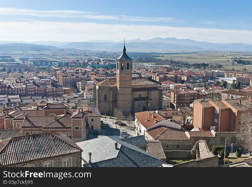 Santa Maria de Gracia Convent aerial view at Avila, Spain. Santa Maria de Gracia Convent aerial view at Avila, Spain