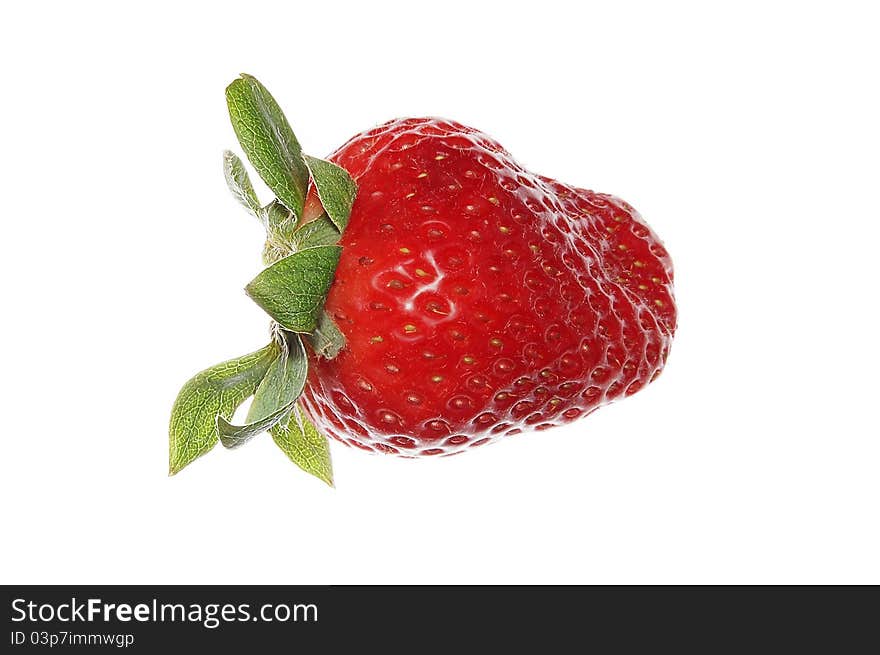 Isolated strawberry fruit on a white background.