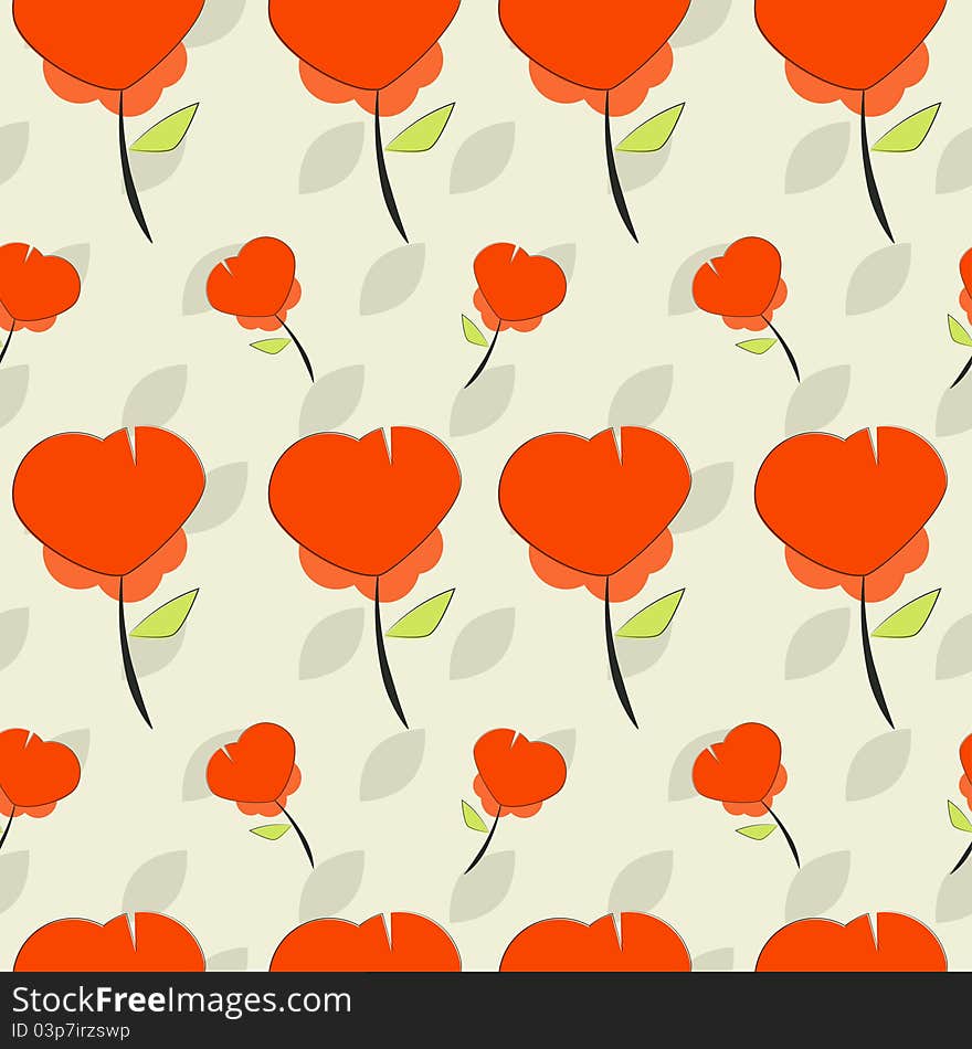 Seamless retro flowers background illustration