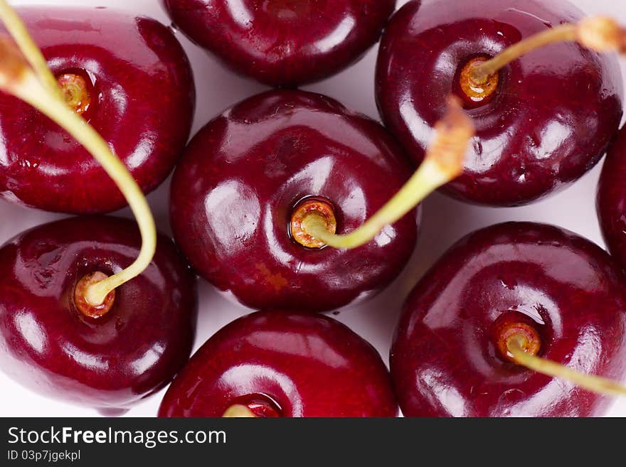 Top view of some cherries. Top view of some cherries