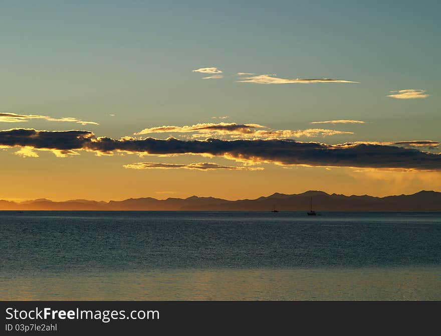 Sunset in Bark Bay, Abel Tasman, New Zealand