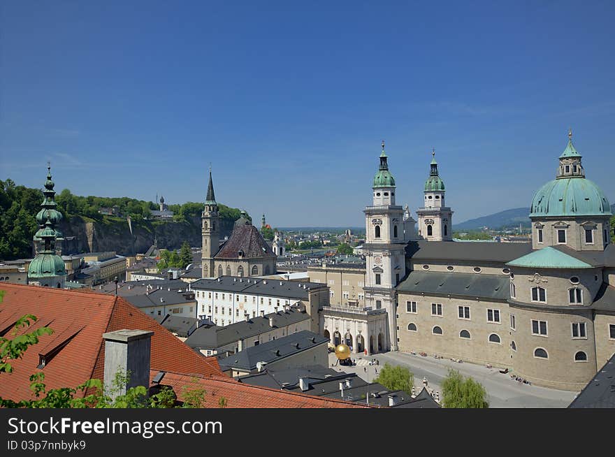 Salzburg, Austria, town view from hill. Salzburg, Austria, town view from hill