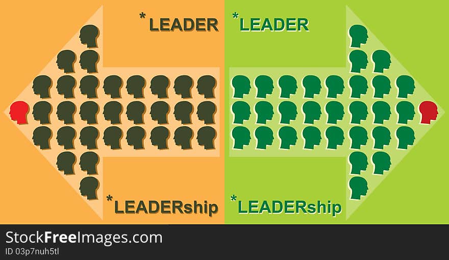 Leaders leading teams opposite ways. Leaders leading teams opposite ways