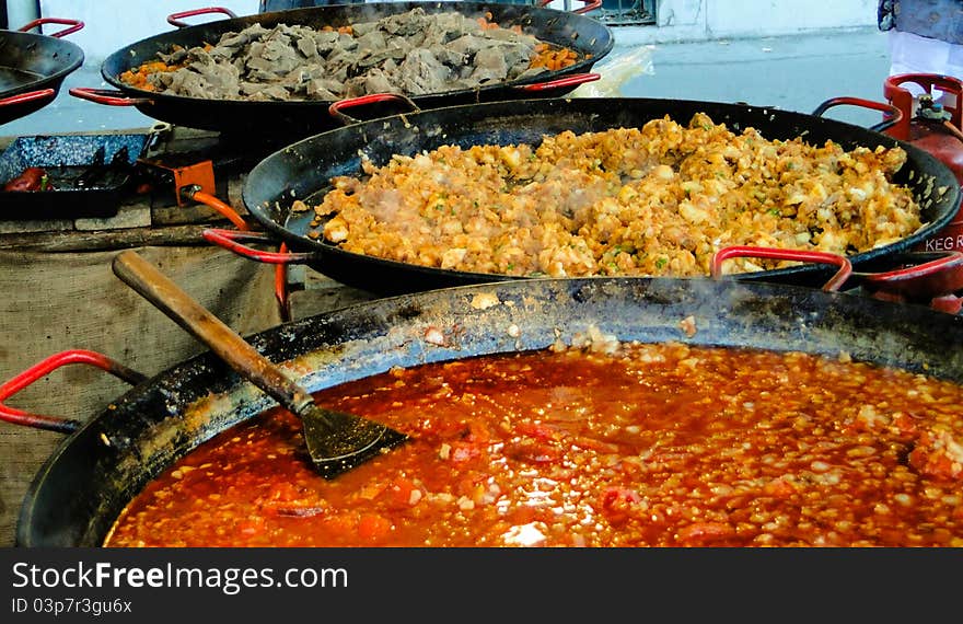 Three types of Hungarian national foods in dishes