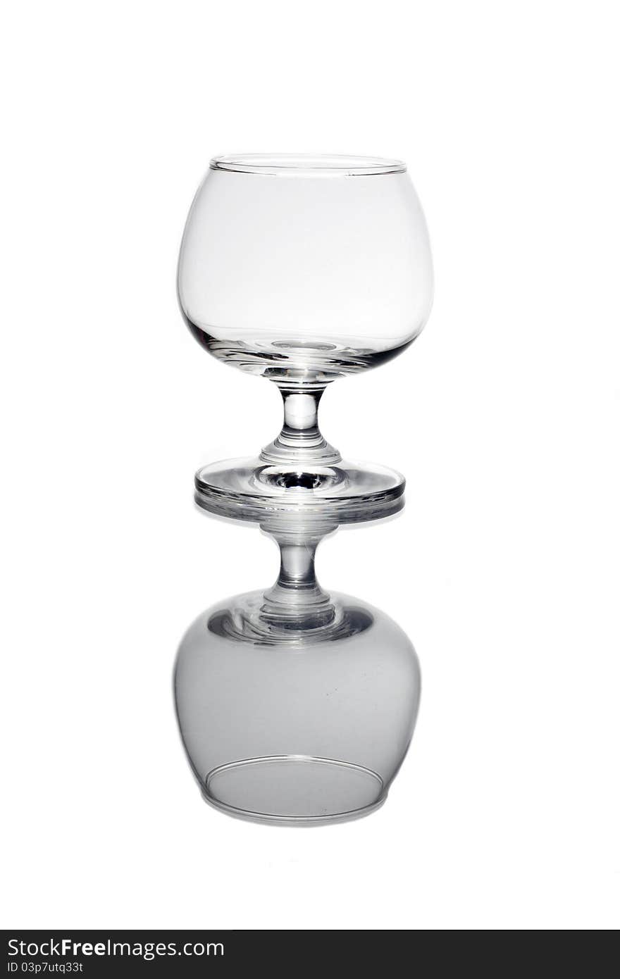 Glass and reflex on white background