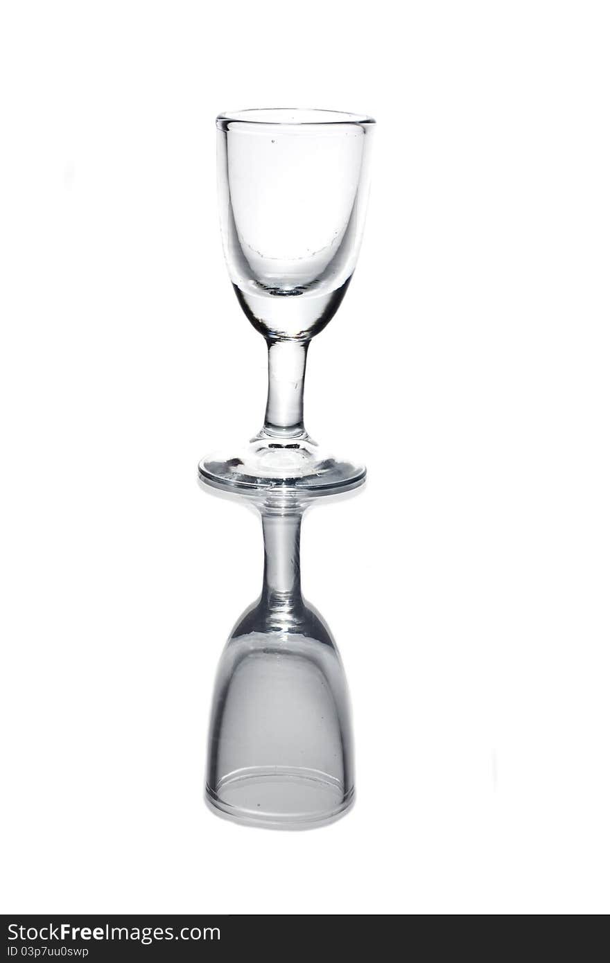 Glass and reflex on white background