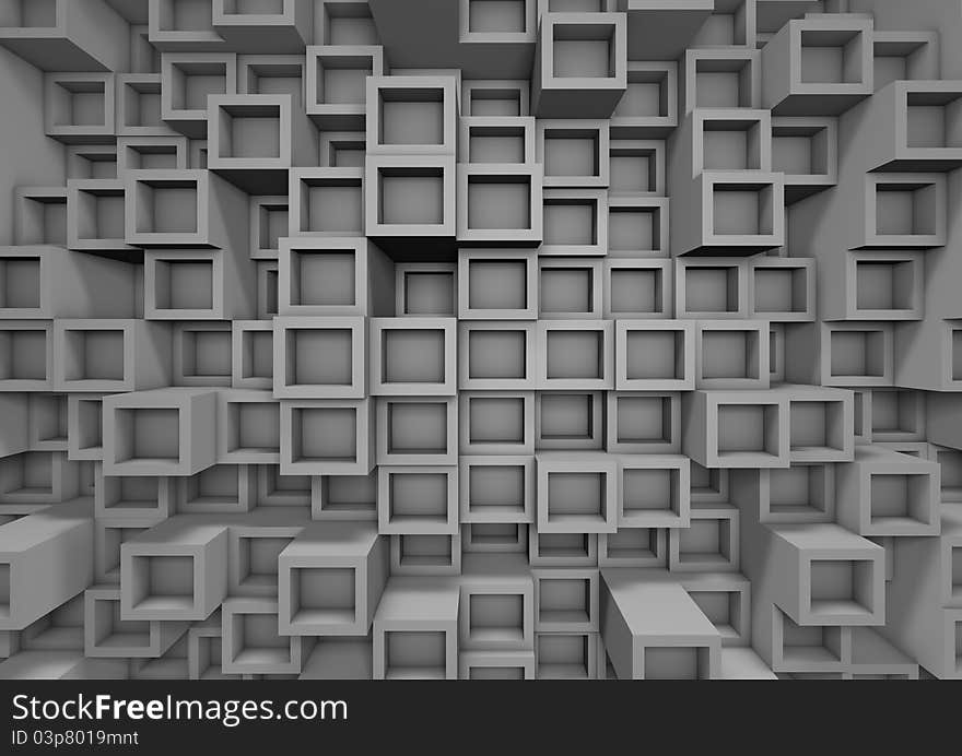 Render of an abstract cube wall