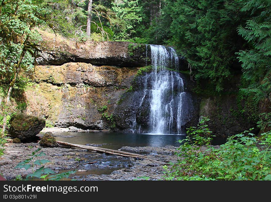 A stunning waterfall in the Cascades of Oregon. A stunning waterfall in the Cascades of Oregon