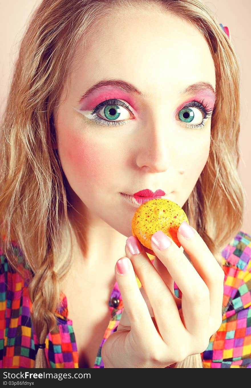 Girl Loves Colorful Macaroons