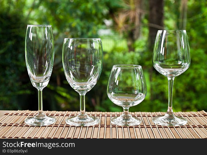 Group of wine glass on the table