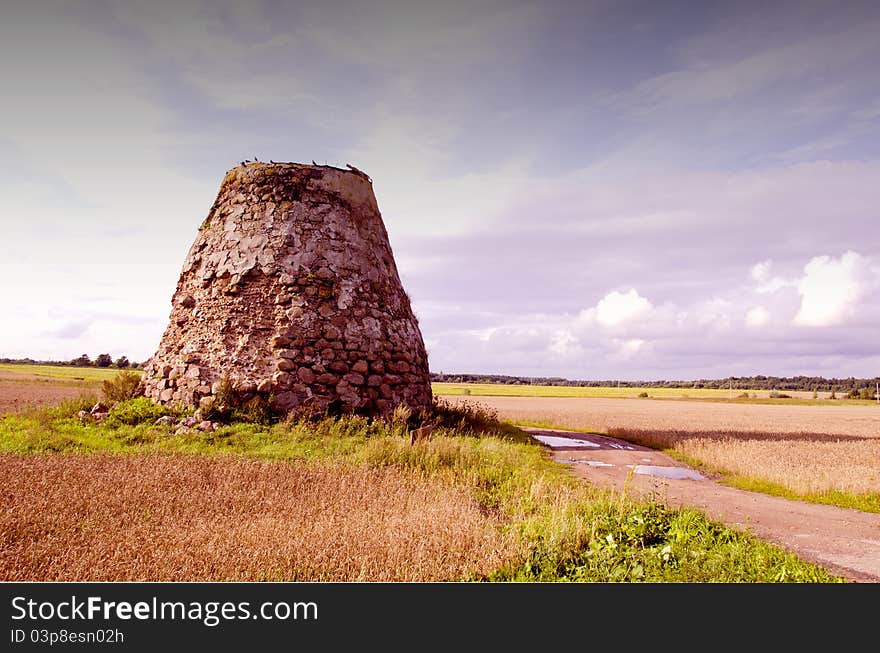 Landscape with windmill ruins