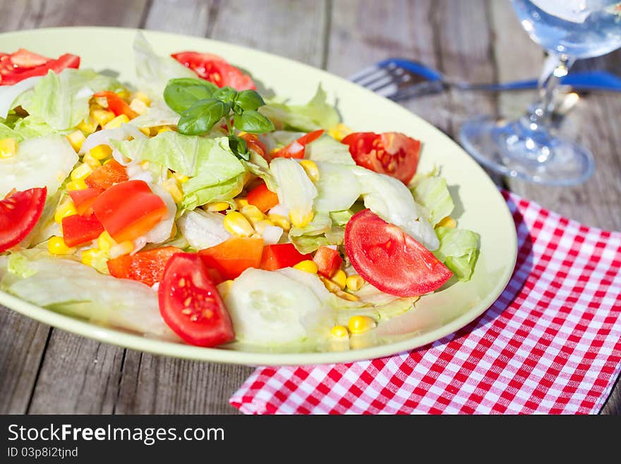 Fresh vegetable salad with tomato