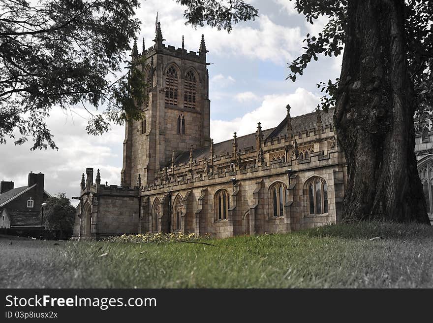 Traditional British parish church in Rochdale UK. Traditional British parish church in Rochdale UK