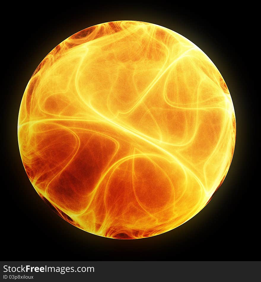 Big burning sunlike abstract planet