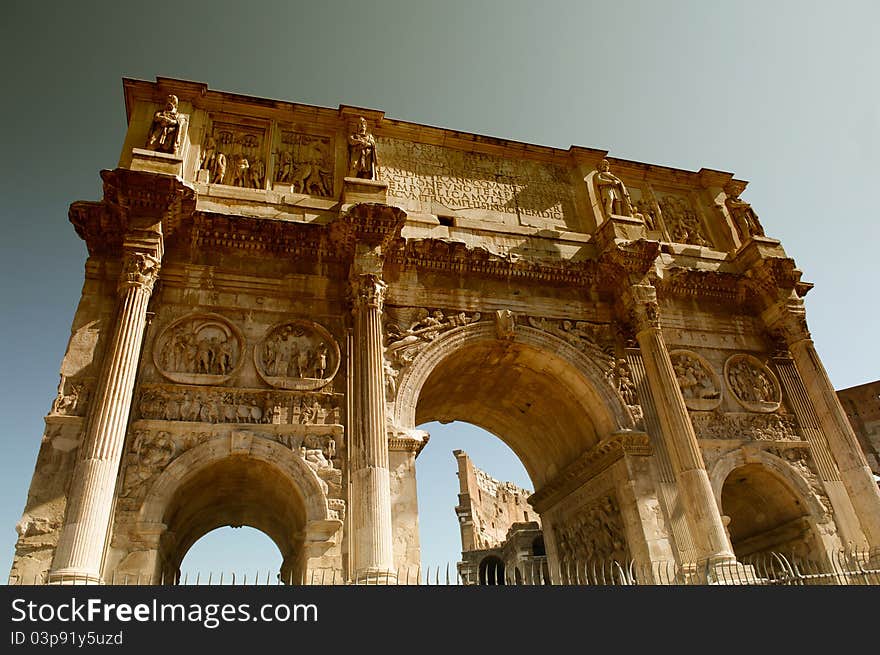 Costantine's arc in Rome, Italy