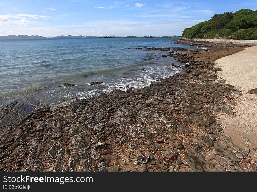 Rocky Coast and beach at Srichang Island PattayaThailand. Rocky Coast and beach at Srichang Island PattayaThailand