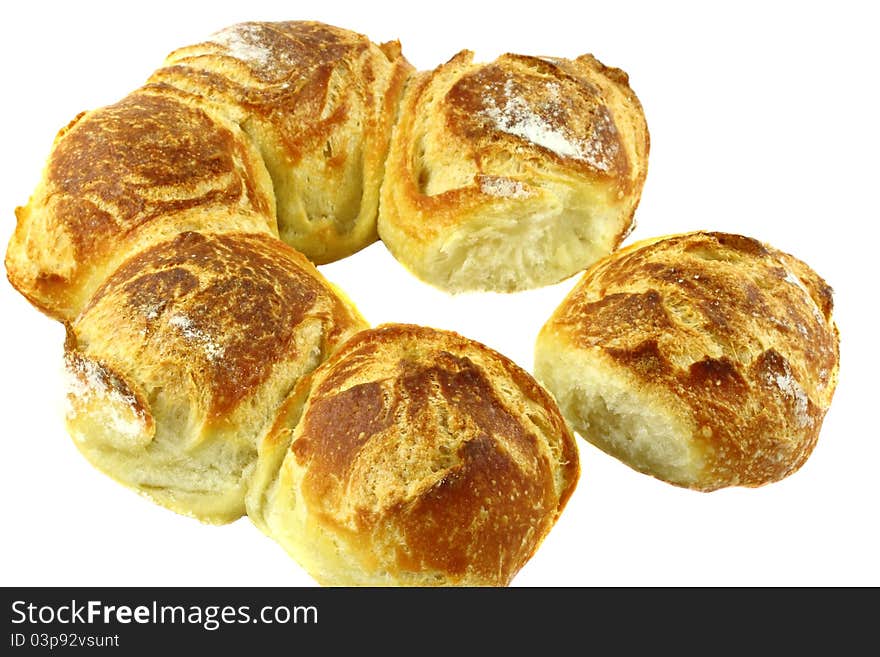 Stack of sliced whole wheat bread on isolated white background.