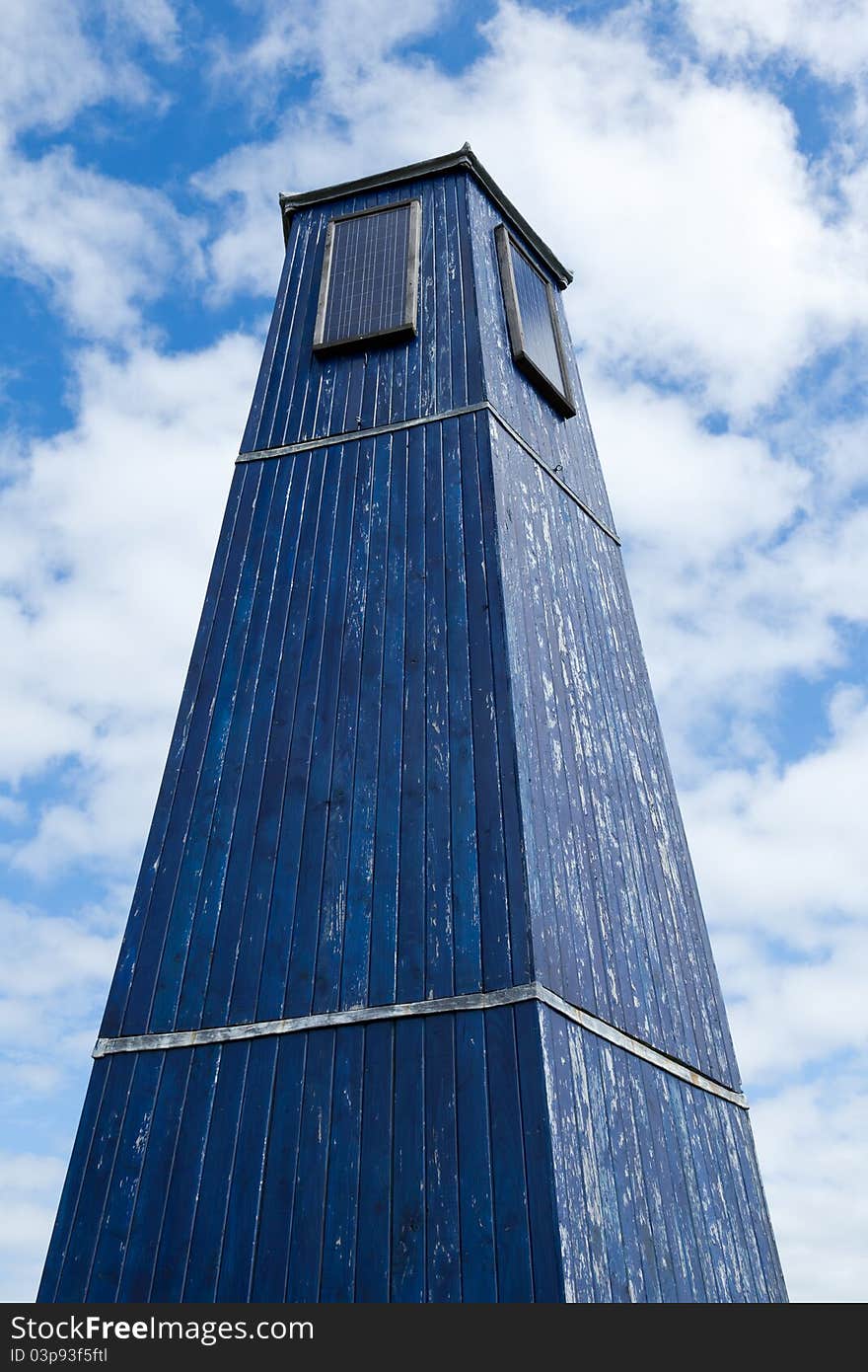 Blue Wooden Lighthouse Tower