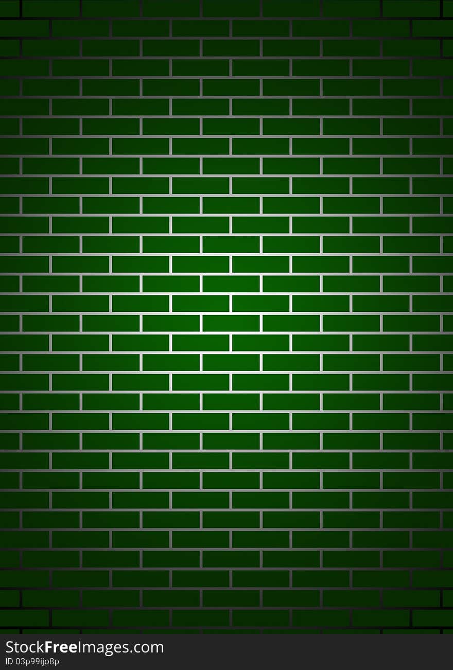 Illustration with a green wall brick texture. Illustration with a green wall brick texture