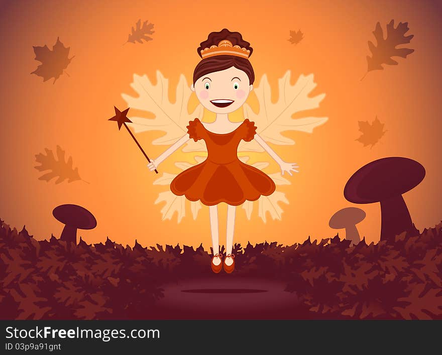 Autumn fairy in wood