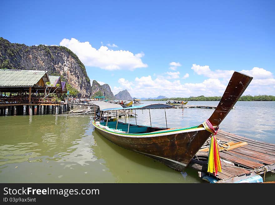 Long tail boat at phangnga bay