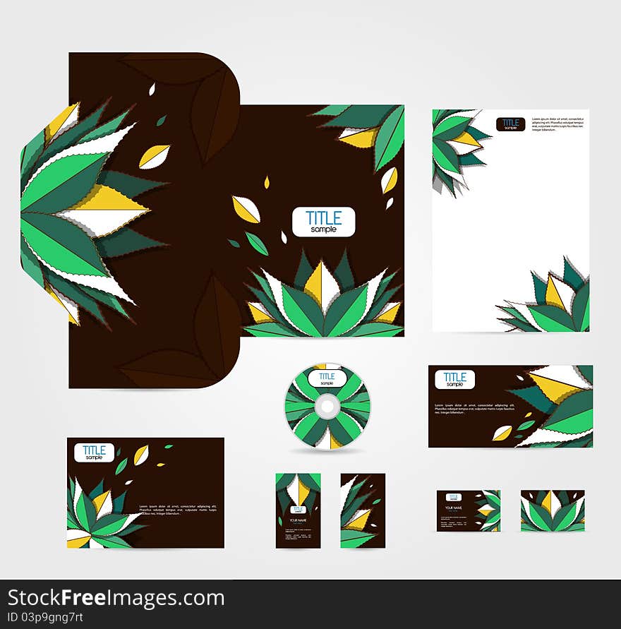 Brown corporate style with green leafs