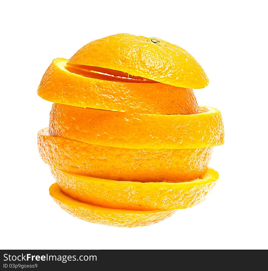 Ripe orange isolated on white background