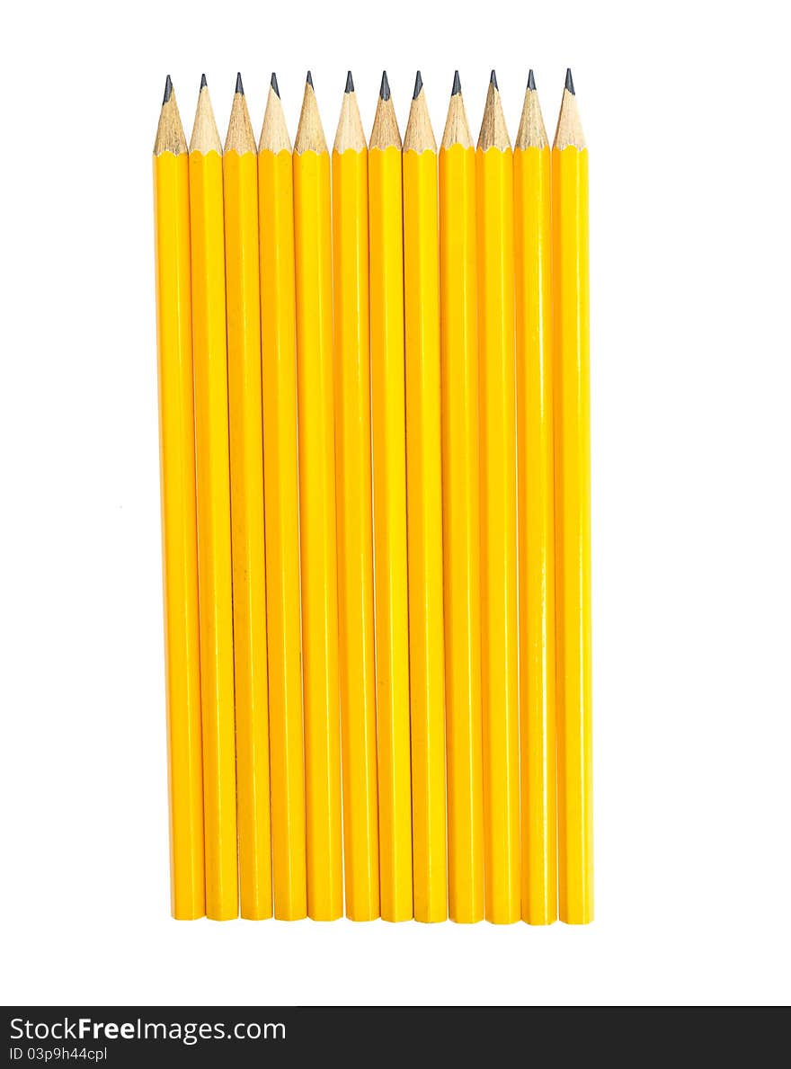 Yellow pencils isolated on white. Yellow pencils isolated on white