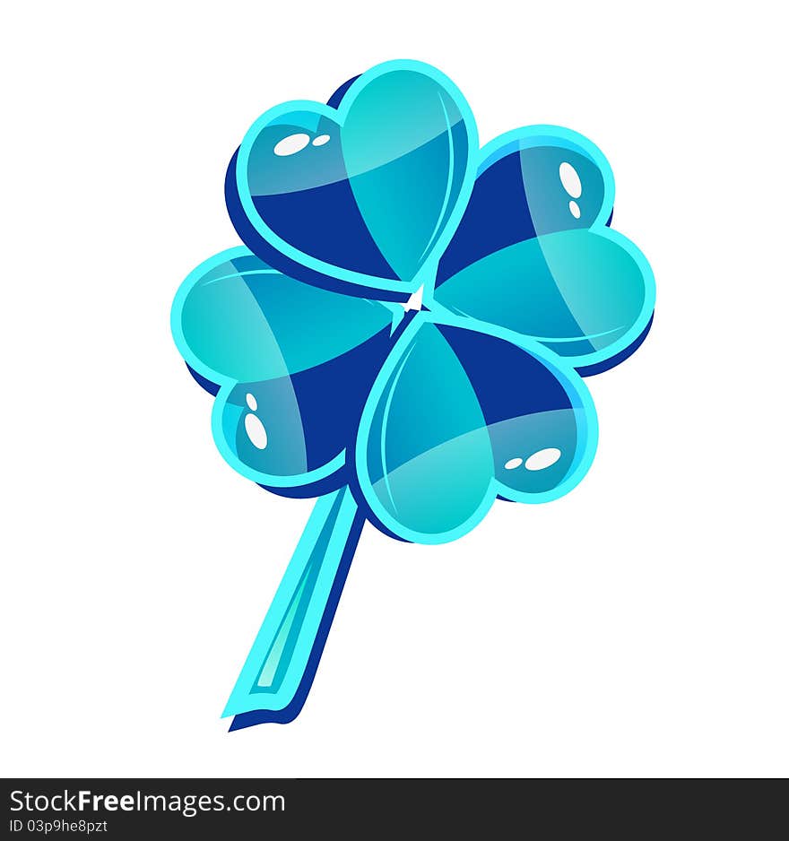 Abstract vector blue glass clover symbol